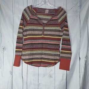 No Boundaries Striped Multicolor Grunge 90’s Long  Sleeve Top